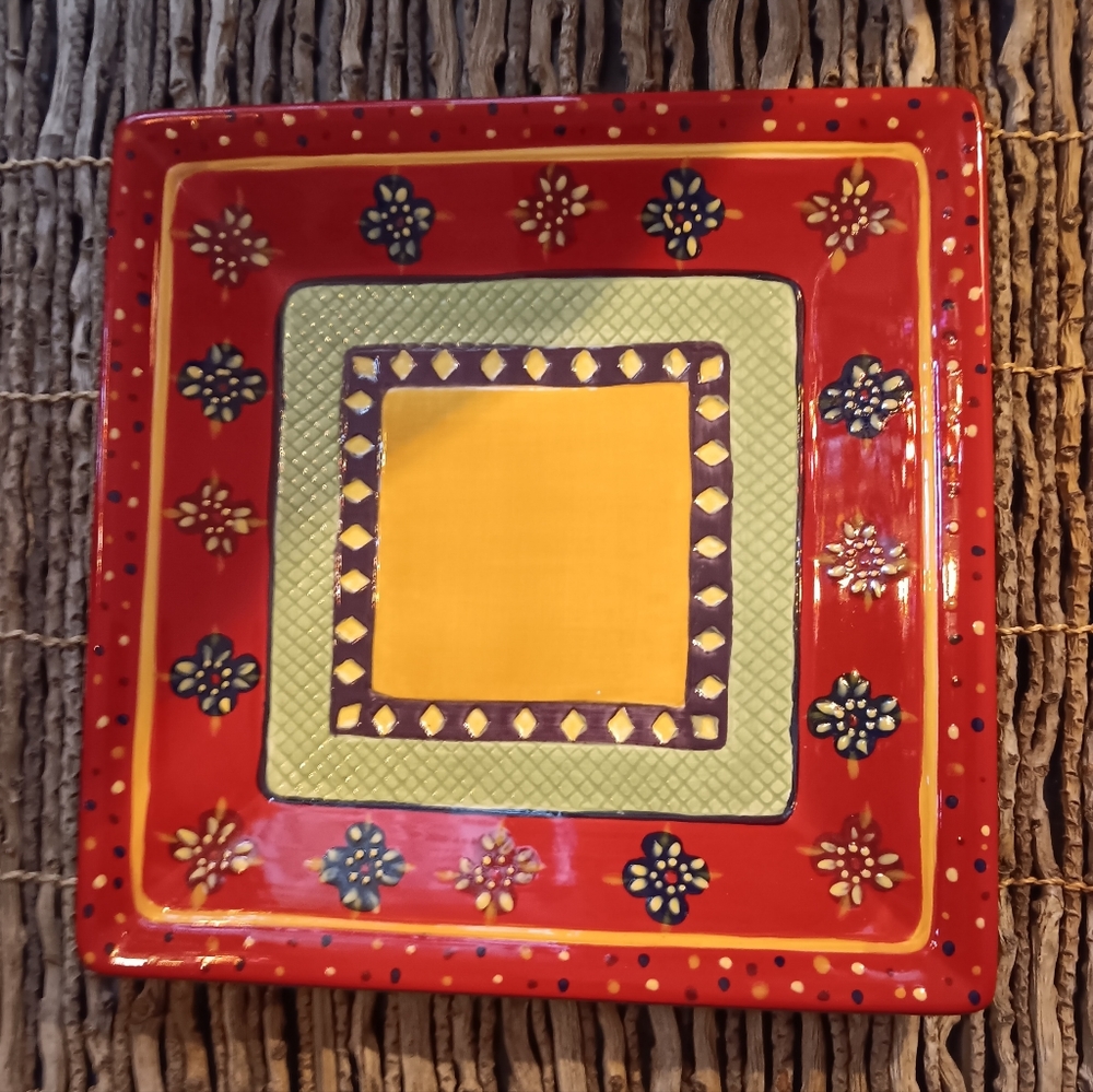 Tabletops Gallery "Rumba" Red Square Salad Plate